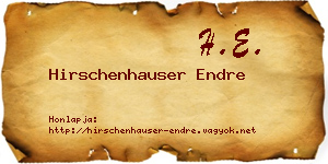 Hirschenhauser Endre névjegykártya